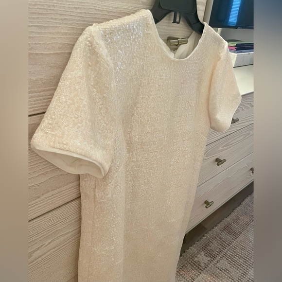 JCrew White Sequin Maxi Shift Dress size 10 NWT - Picture 7 of 9